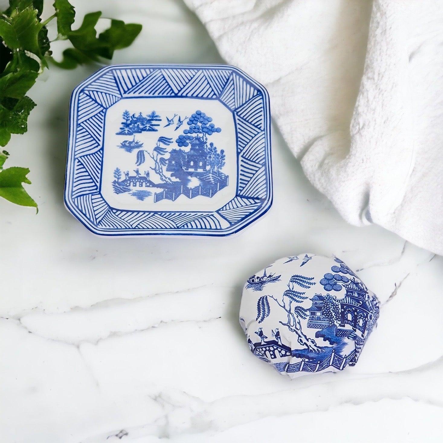 Chinoiserie Blue Willow Soap & Porcelain Dish Set
