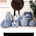 Samira Blue Chinoiserie Porcelain Vases - Hand-Painted