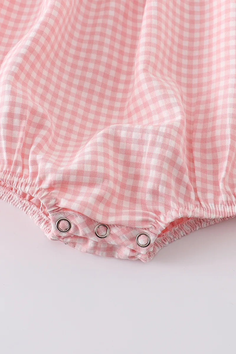 Baby Girls Strawberry Plaid Smocked Romper - 100% Cotton Summer Outfit