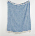 Blue Diamond Handwoven Cotton Throw Blanket with Tassels