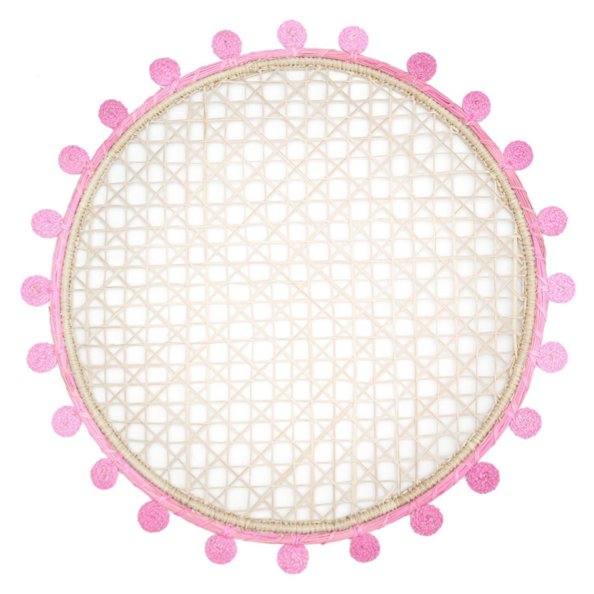 Pom-Edge Handwoven Iraca Placemat