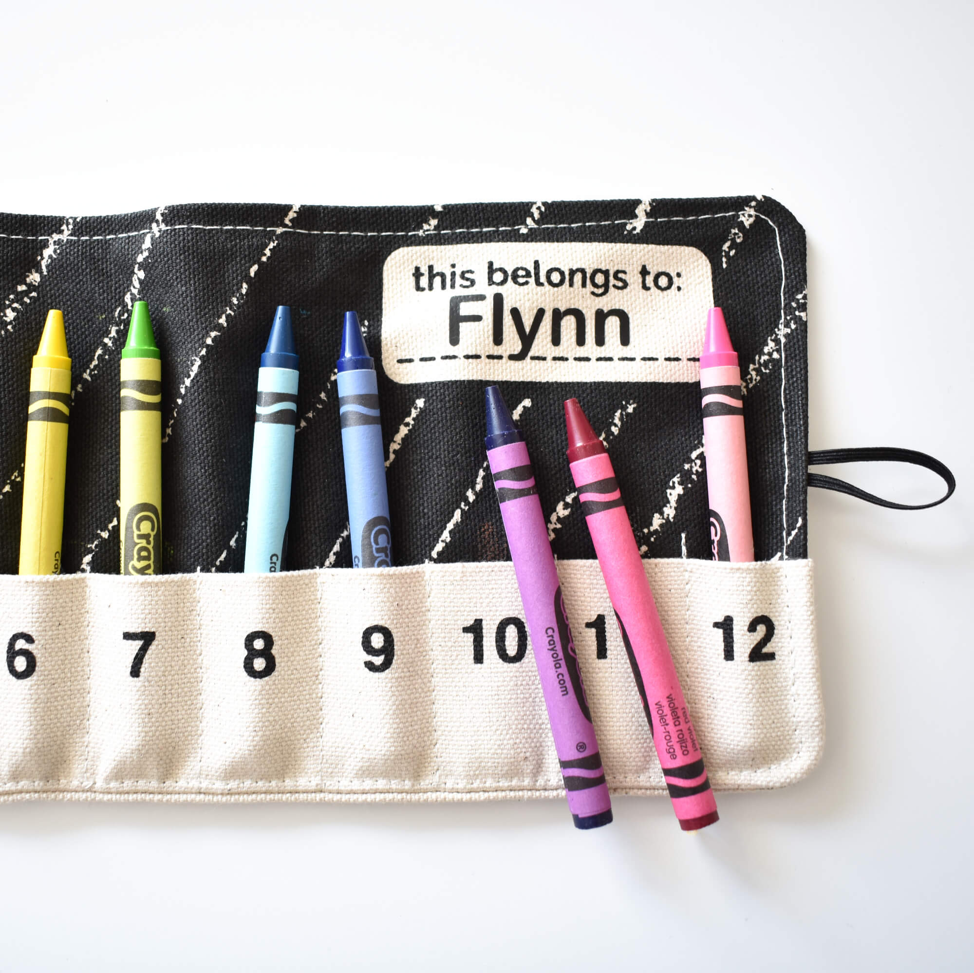 Personalized Crayon Holder Roll - Travel Crayon Case for Kids with 12 Crayons