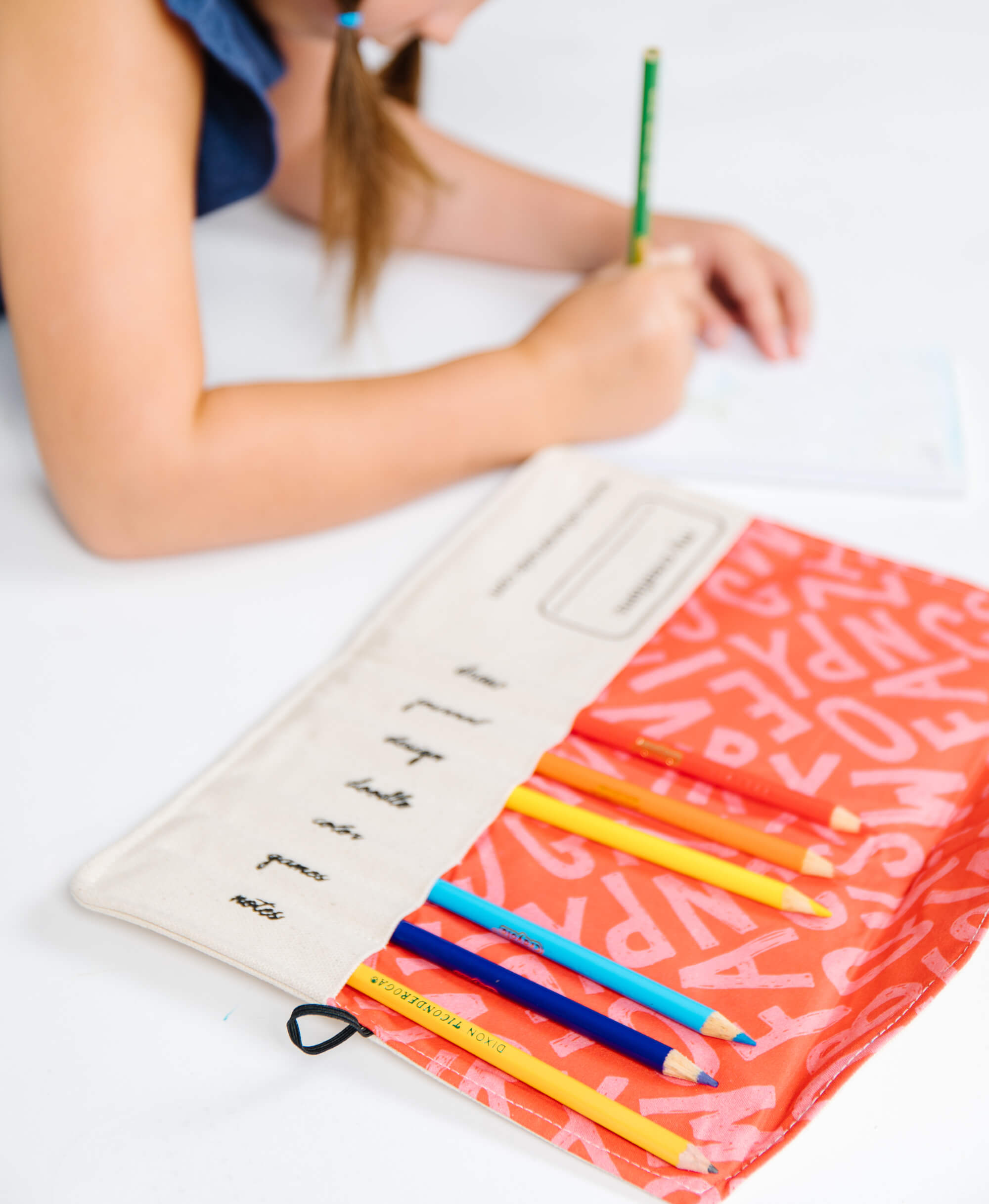 Personalized Travel Pencil Case for Kids - Art Kit with Colored Pencils & Paper