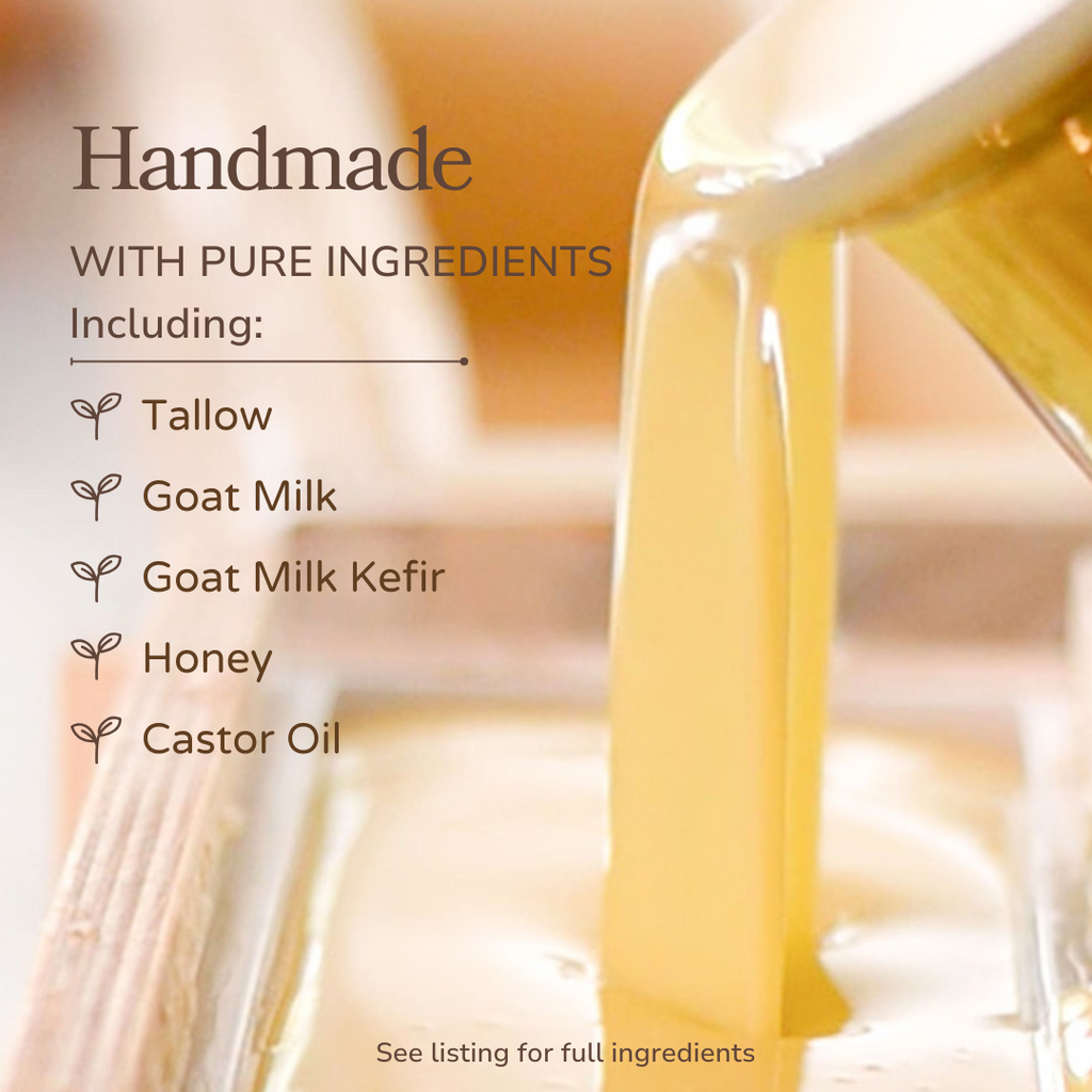 Pure Tallow + Honey Fragrance-Free Goat Milk Soap Bar - Unscented Natural Cleanser