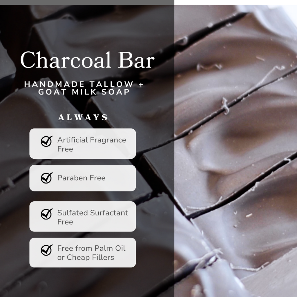 Clarifying Charcoal Bar - Detoxifying Goat Milk & Tallow Soap with Tea Tree