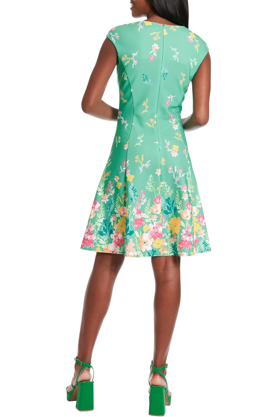 London Times Fit and Flare Dress - Cap Sleeve Garden Party Dress