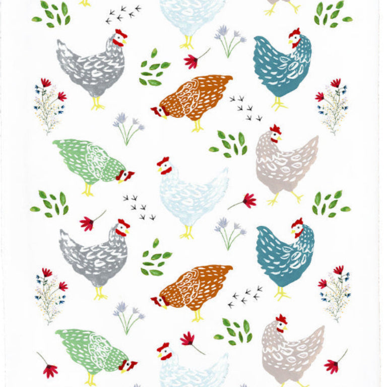 Chicken Scratch Kitchen Towel - Farmhouse Organic Cotton Flour Sack