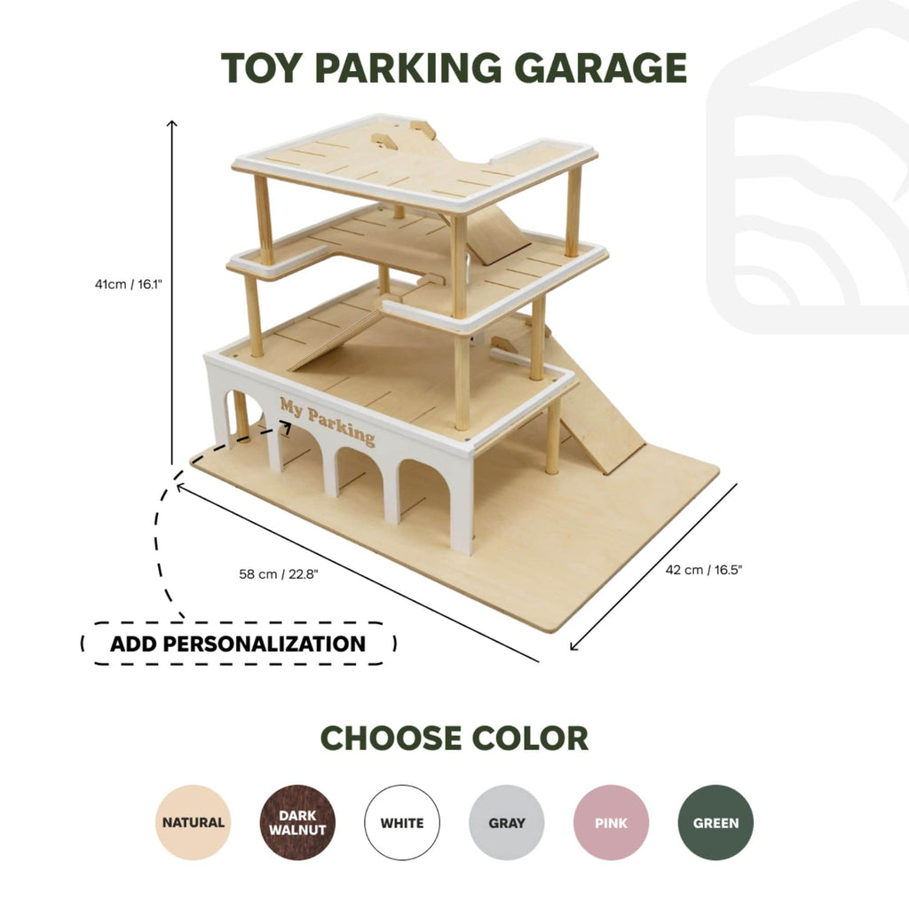 Wooden Toy Parking Garage with Working Elevator
