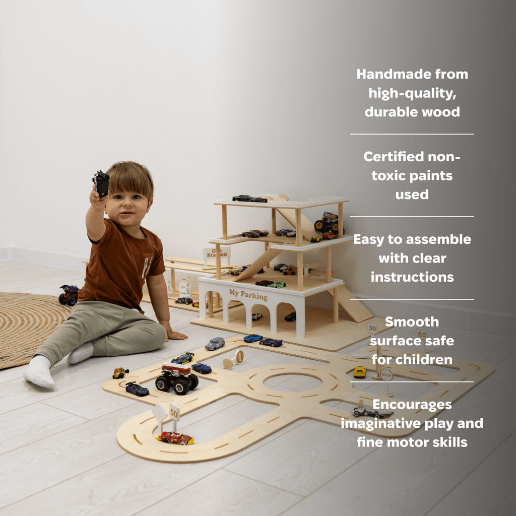 Handcrafted Wooden Car Track Toy for Toddlers