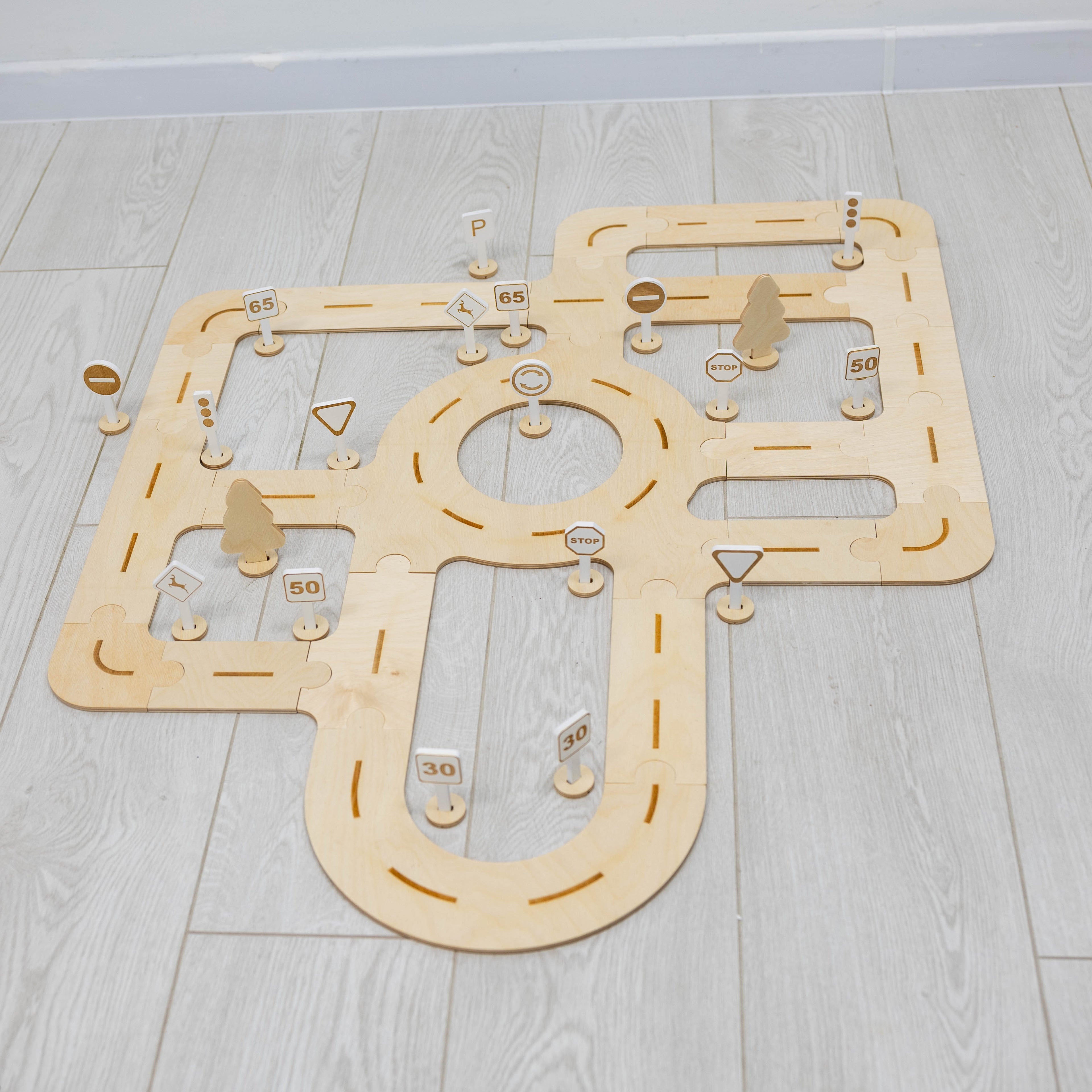 Handcrafted Wooden Car Track Toy for Toddlers