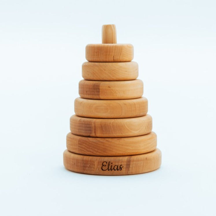 Montessori Natural Wood Ring Stacker - Heirloom Baby Toy