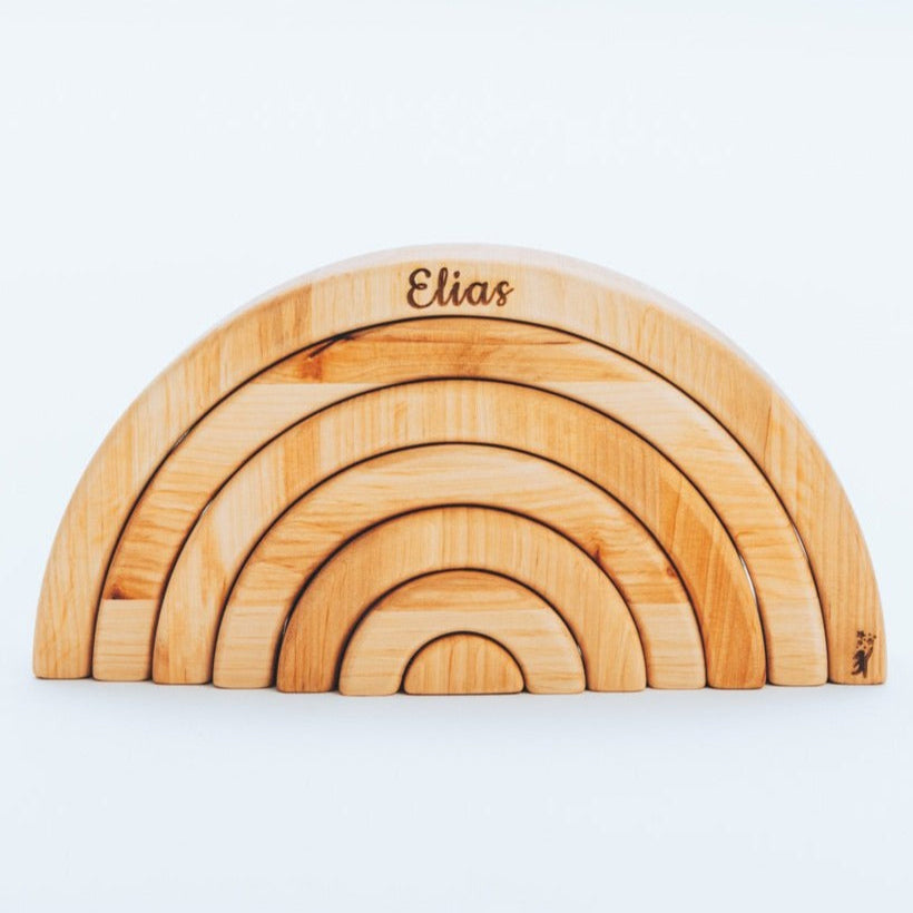 Montessori Wooden Rainbow Stacker for Toddlers