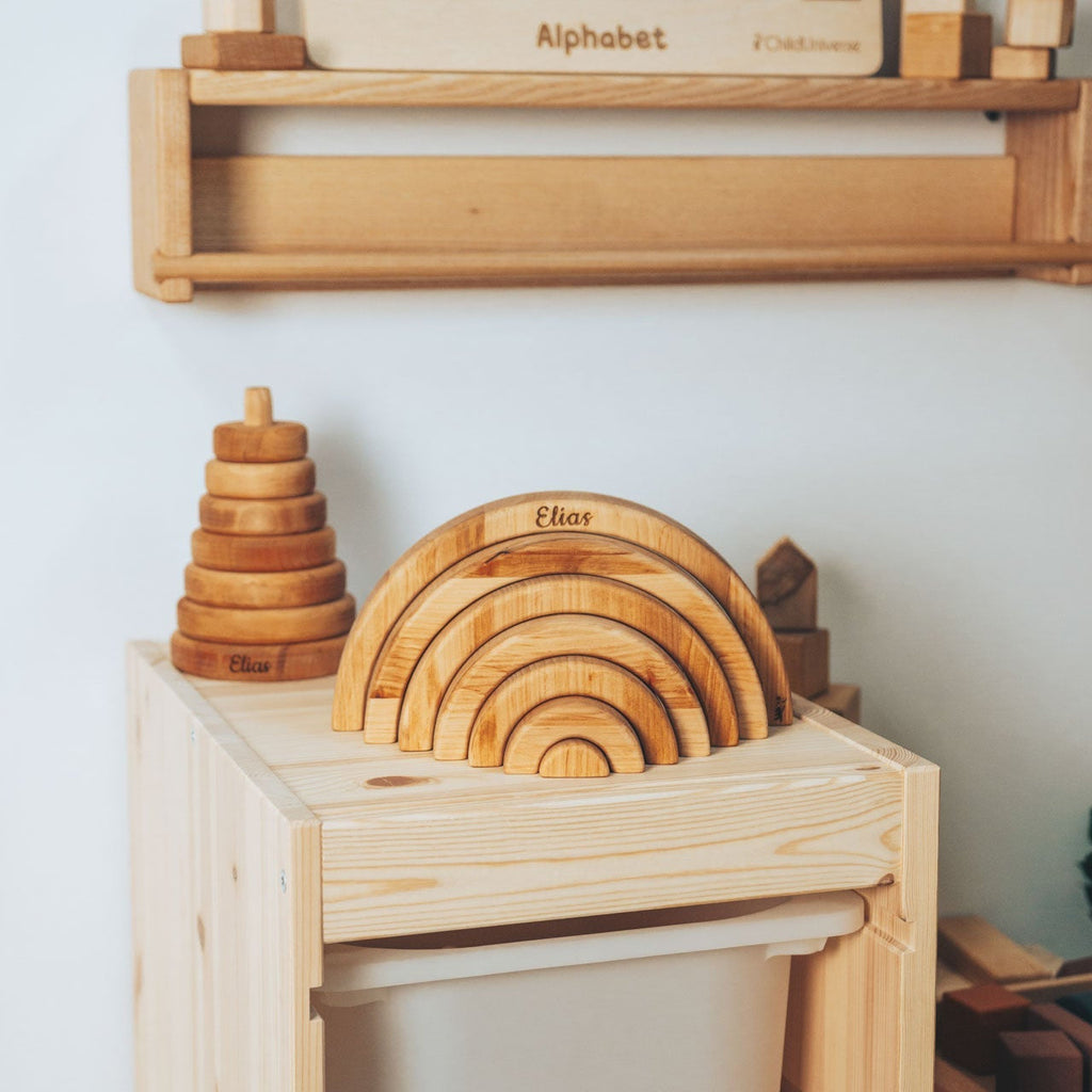 Montessori Wooden Rainbow Stacker for Toddlers