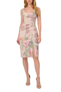 Adrianna Papell Square Neck Matelassé Dress with Side Slit
