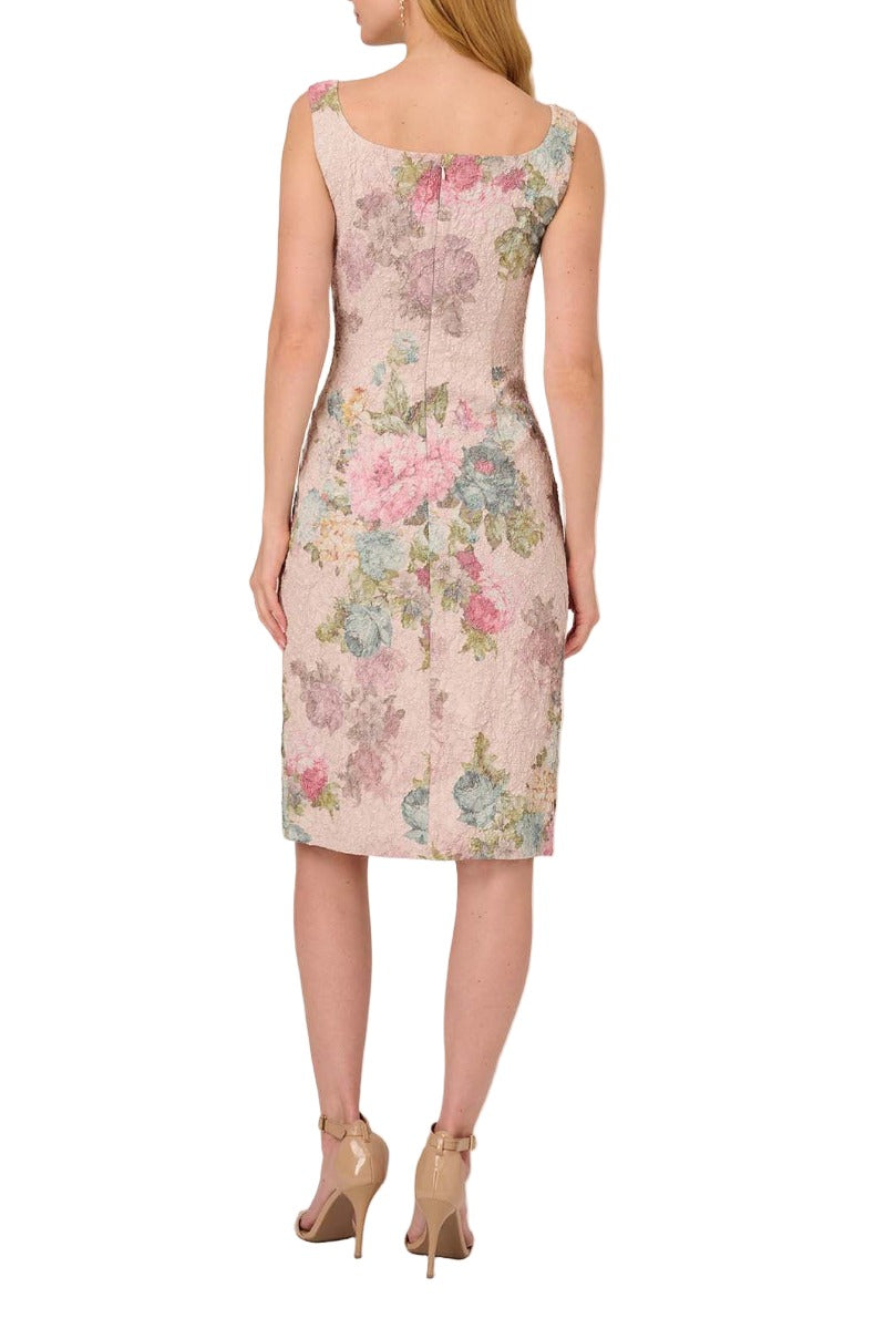 Adrianna Papell Square Neck Matelassé Dress with Side Slit
