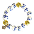 Blue & White Floral Beaded Bracelet by Brianna Cannon