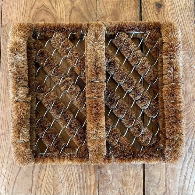 Boot Scraper Coconut Fiber Mat - Natural Coir Doormat with Side Brushes