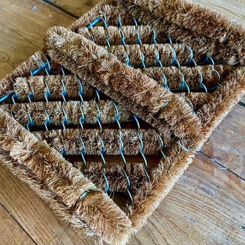 Boot Scraper Coconut Fiber Mat - Natural Coir Doormat with Side Brushes