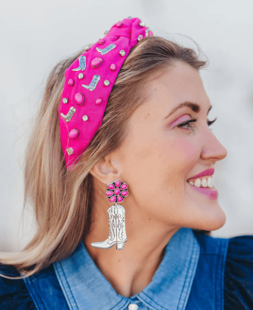 Brianna Cannon "Let's Go Girls" Pink Boot Earrings