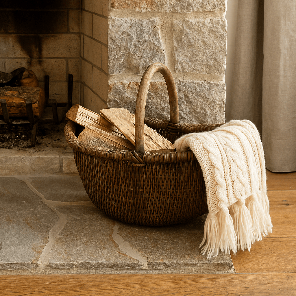 Brodi Decorative Hand-Woven Wicker Basket – Vintage Reproduction, Antique Finish