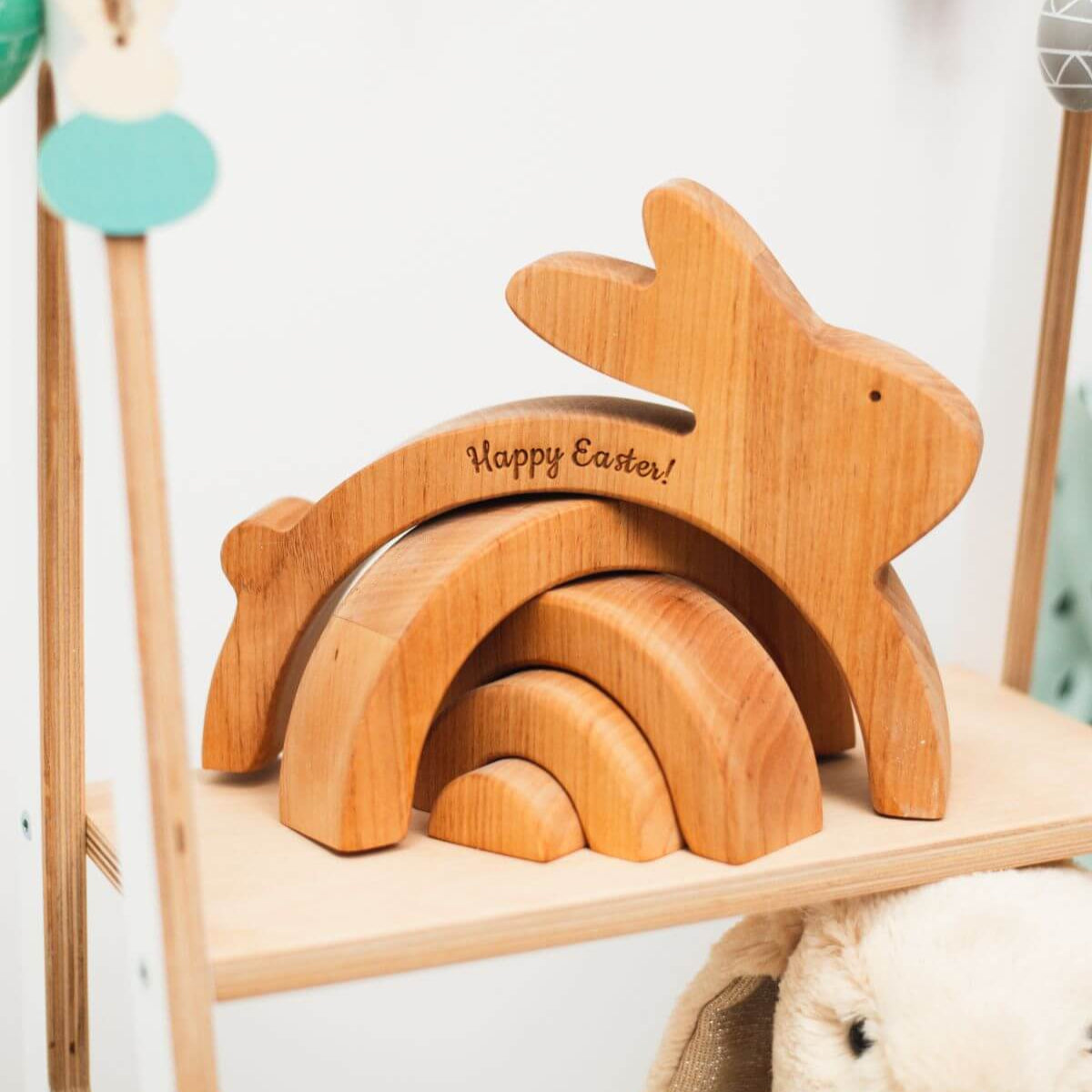 Wooden Easter Egg Stacker Toy - Personalized Montessori Stacking Toy for Toddlers