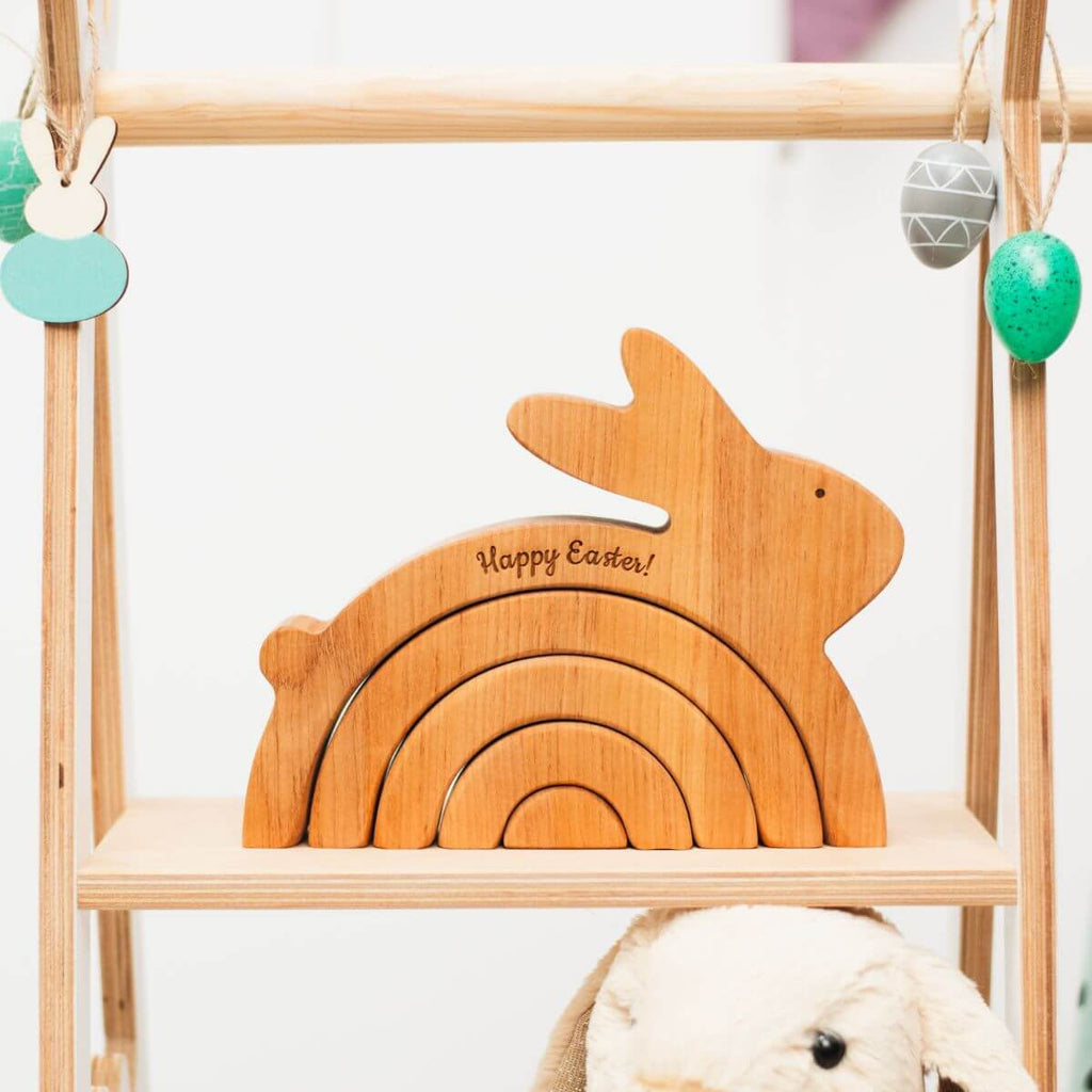 Wooden Easter Egg Stacker Toy - Personalized Montessori Stacking Toy for Toddlers