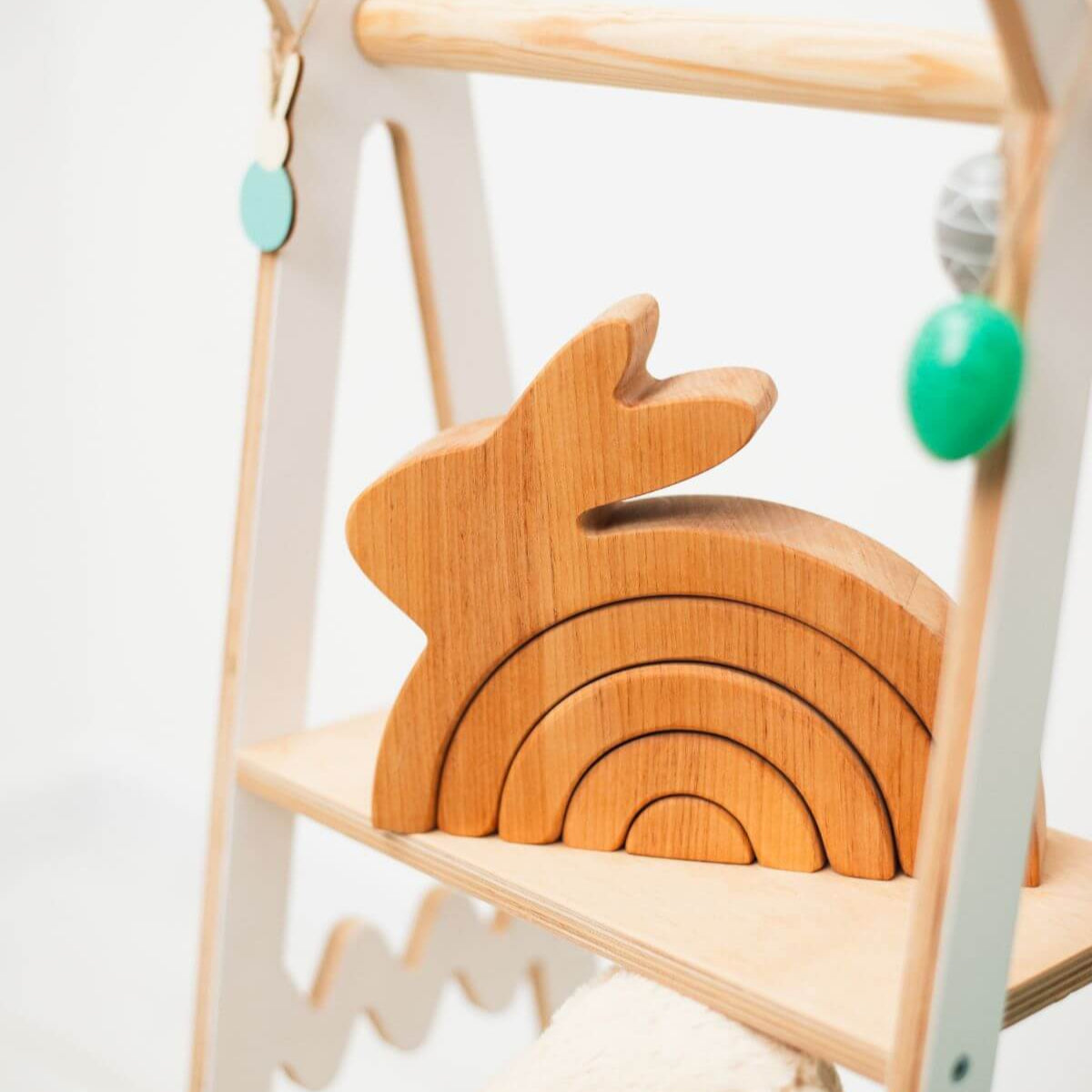 Wooden Bunny Stacker Toy - Personalized Montessori Stacking Toy for Toddlers