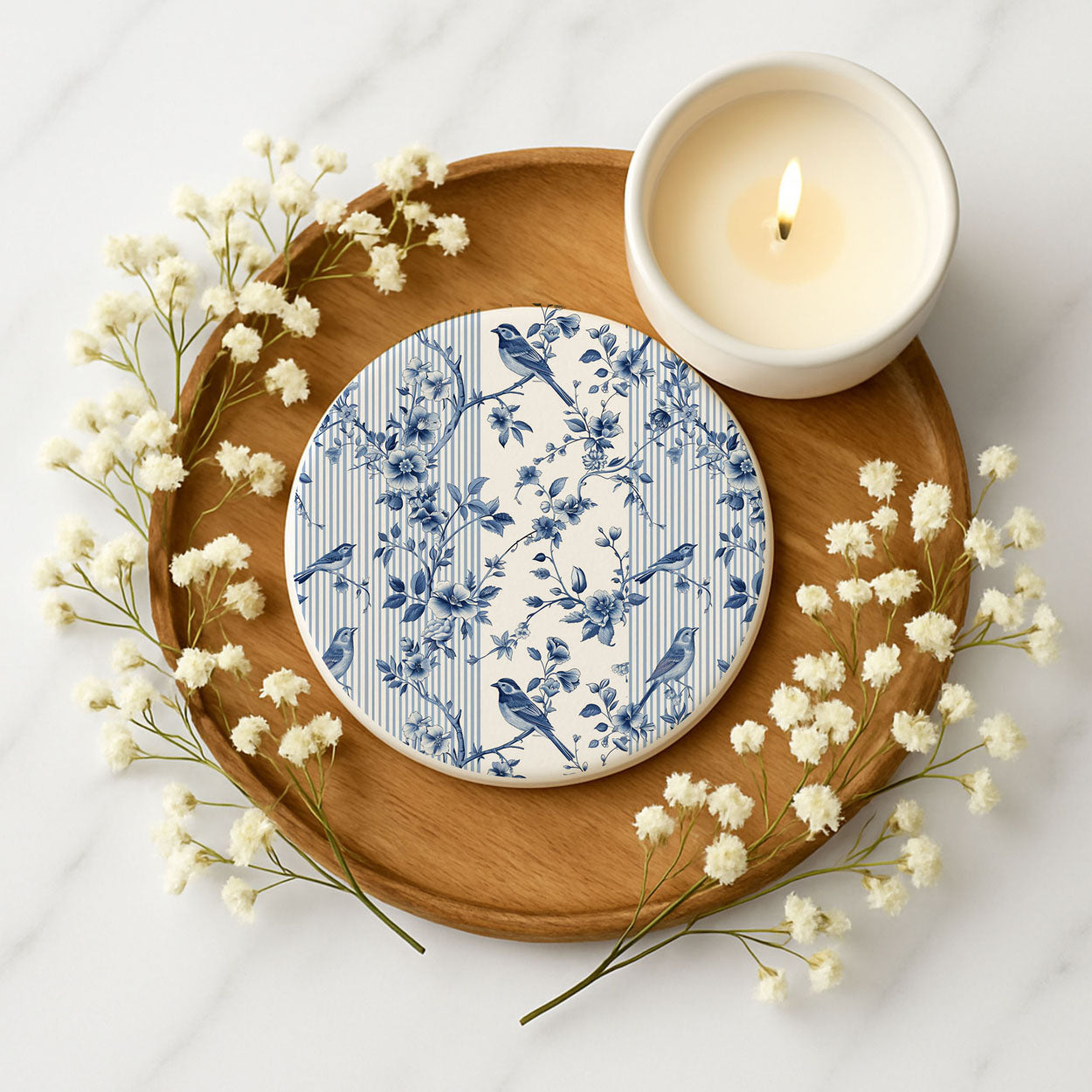 Chinoiserie Ceramic Coasters - Blue & White Designs