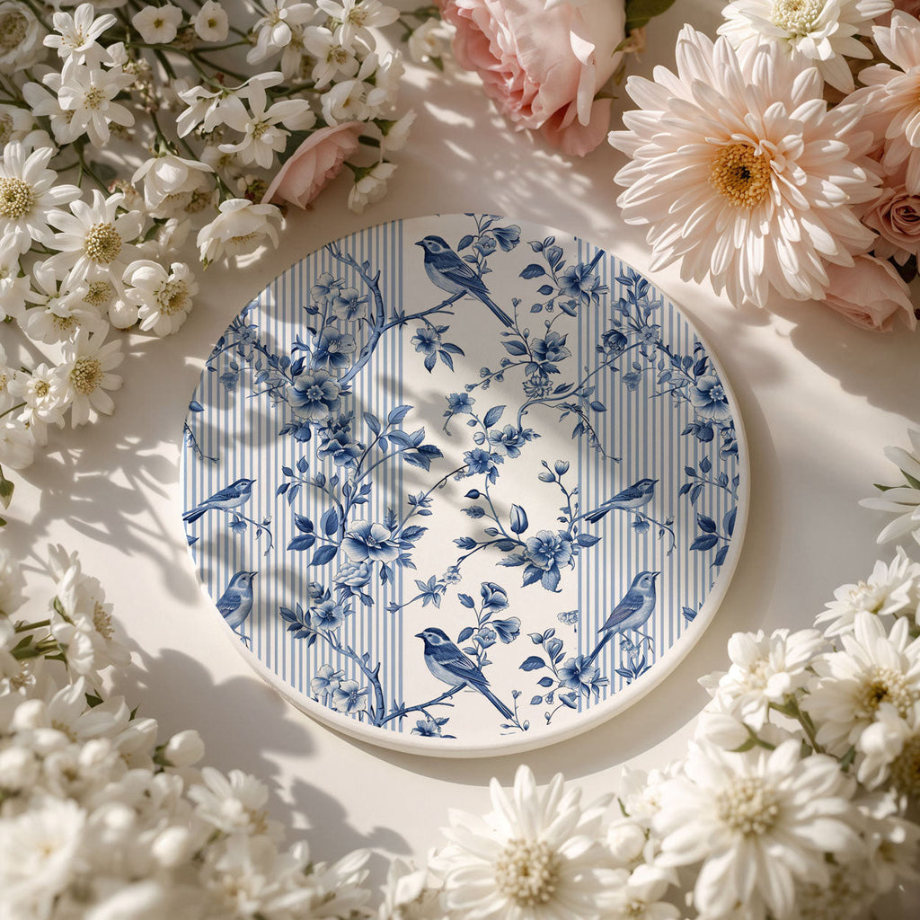 Chinoiserie Ceramic Coasters - Blue & White Designs