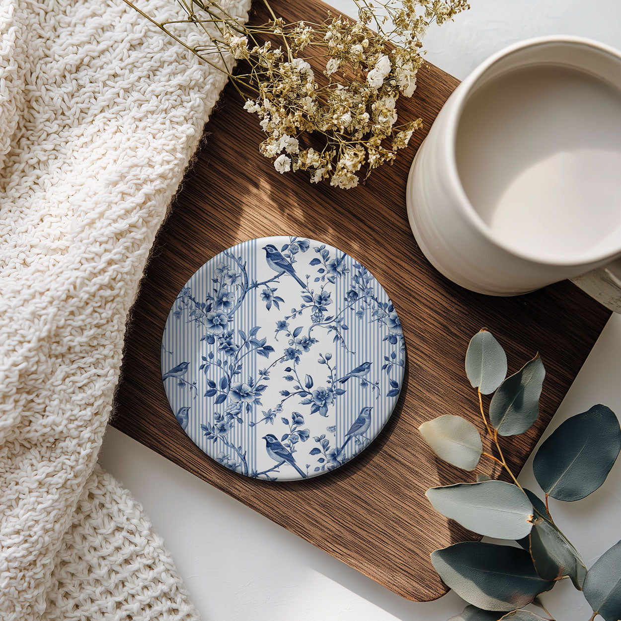 Chinoiserie Ceramic Coasters - Blue & White Designs
