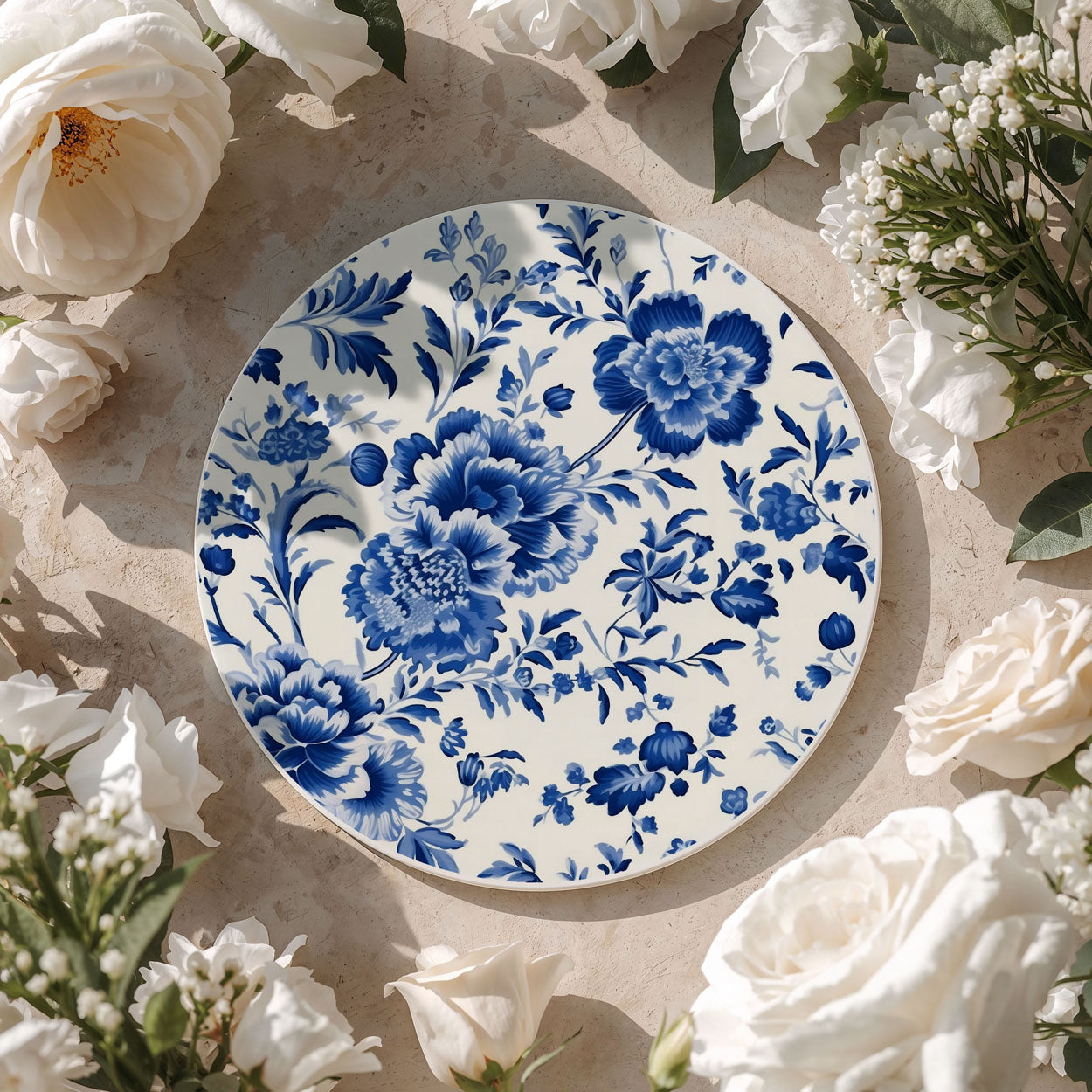 Chinoiserie Ceramic Coasters - Blue & White Designs
