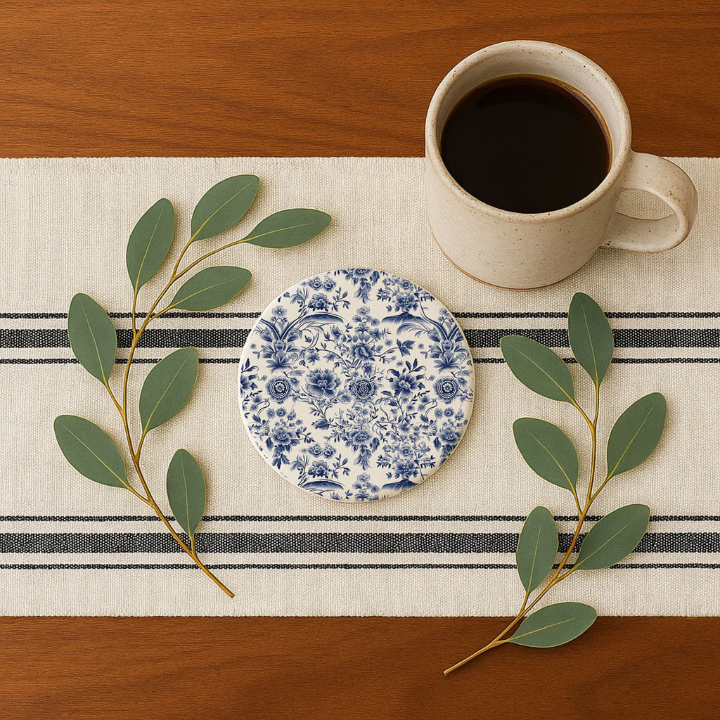 Chinoiserie Ceramic Coasters - Blue & White Designs