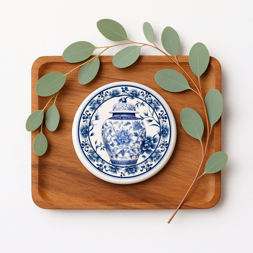 Chinoiserie Ceramic Coasters - Blue & White Designs