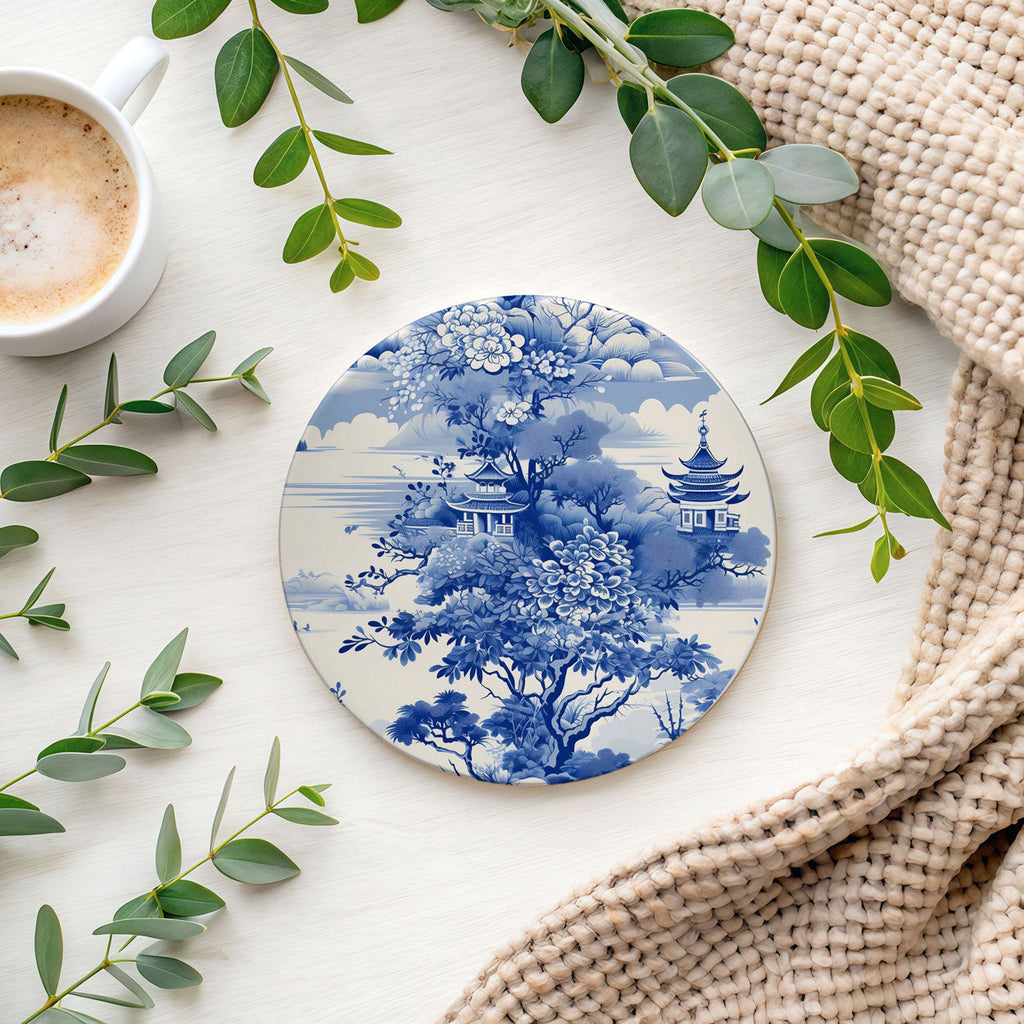 Chinoiserie Ceramic Coasters - Blue & White Designs