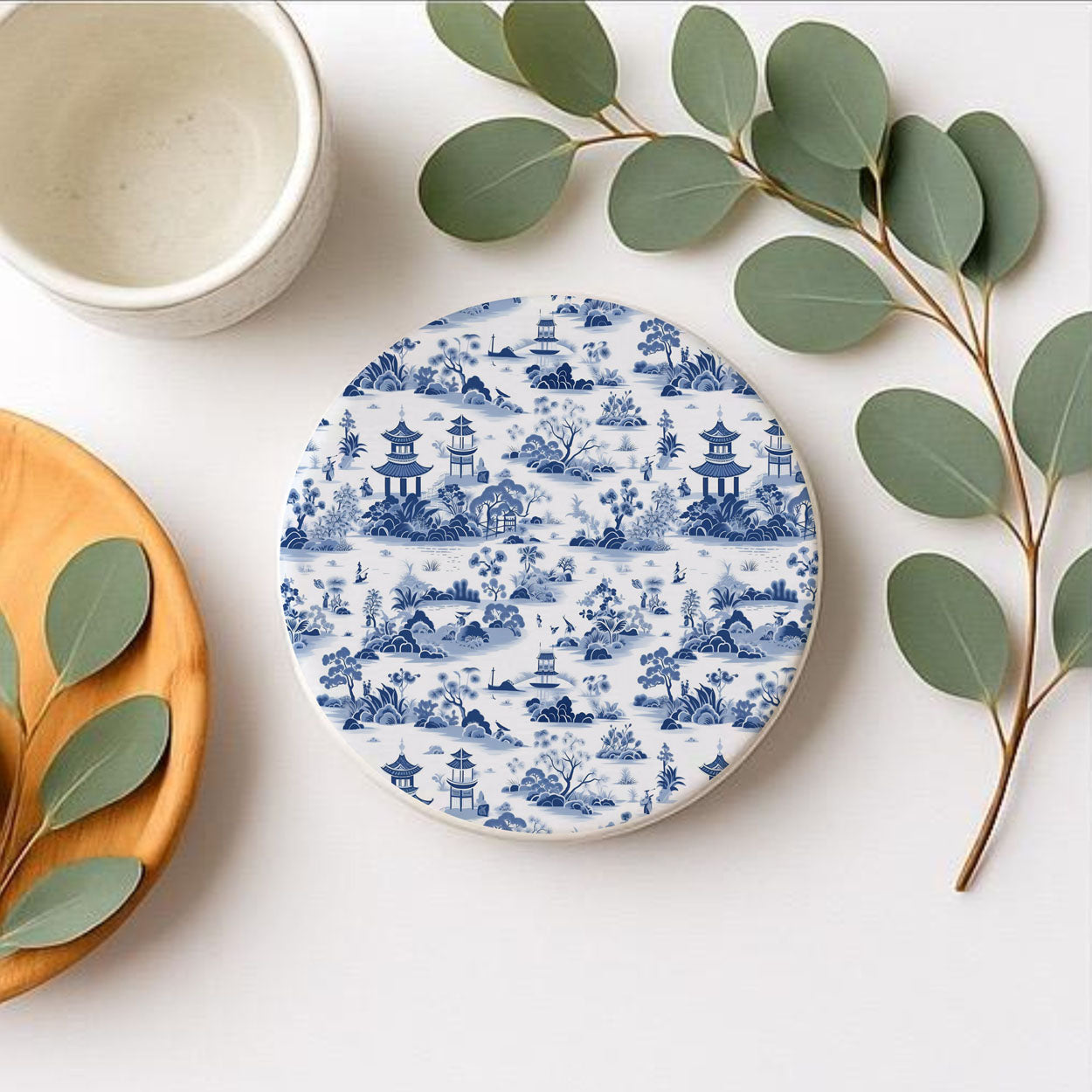 Chinoiserie Ceramic Coasters - Blue & White Designs