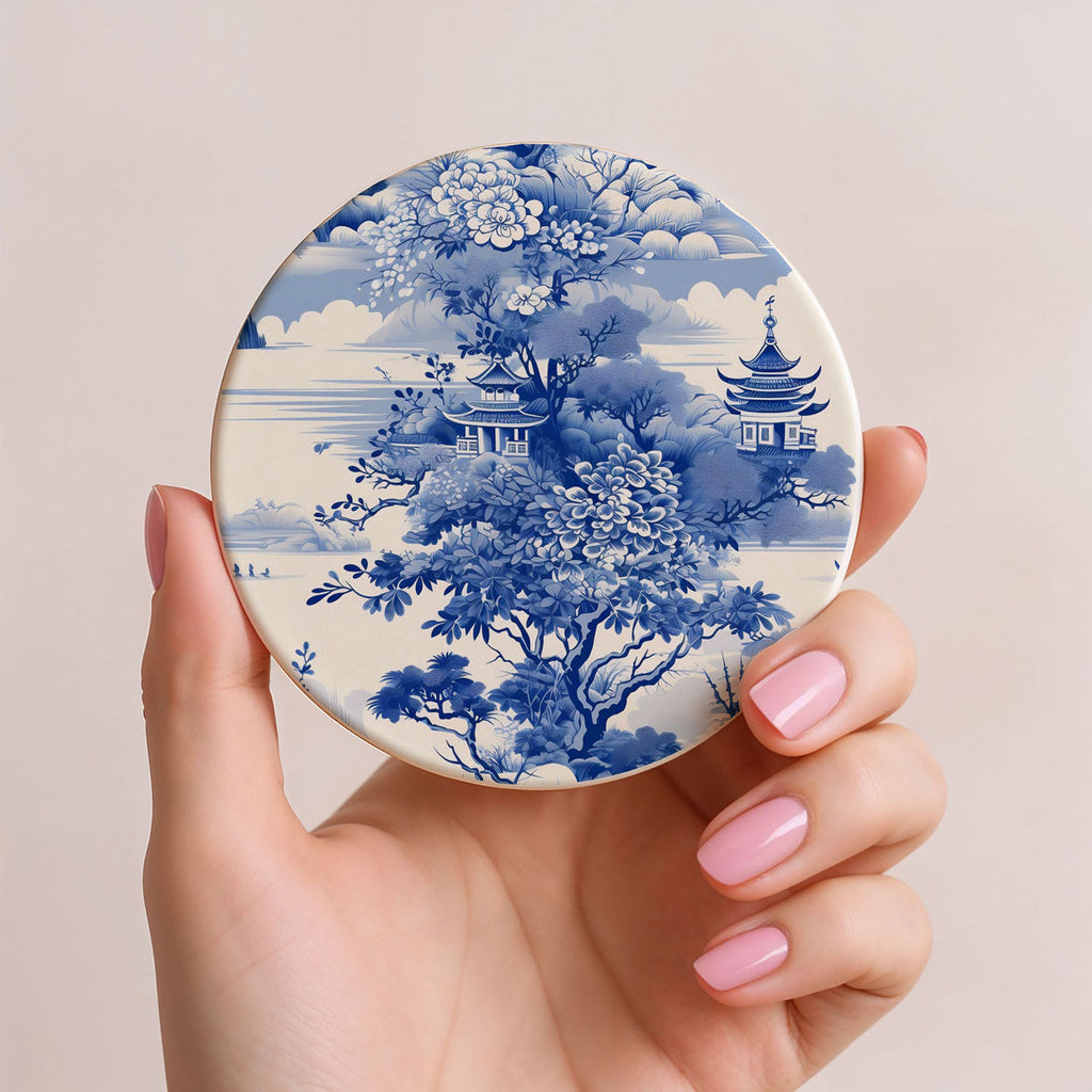 Chinoiserie Ceramic Coasters - Blue & White Designs