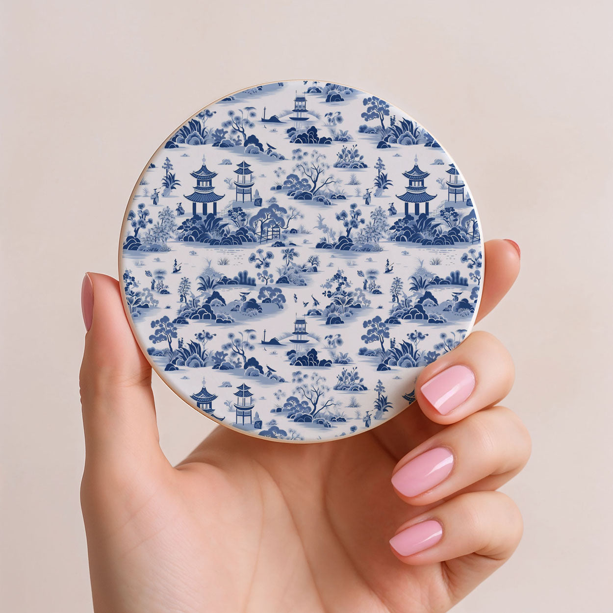 Chinoiserie Ceramic Coasters - Blue & White Designs