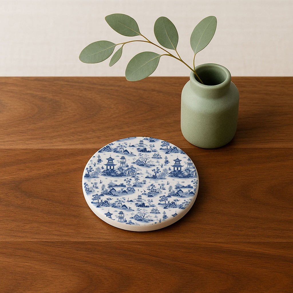 Chinoiserie Ceramic Coasters - Blue & White Designs