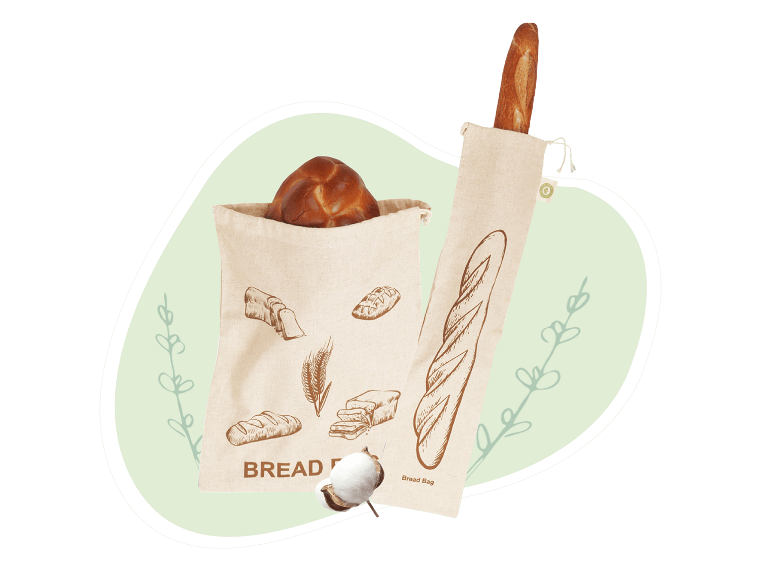 Linen Bread Bags - Reusable Storage for Homemade Bread