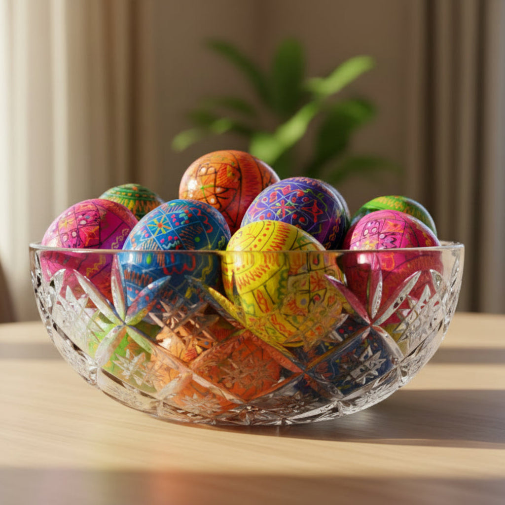 Hand-Painted Ukrainian Wooden Easter Eggs - Set of 12 Authentic Pysanky