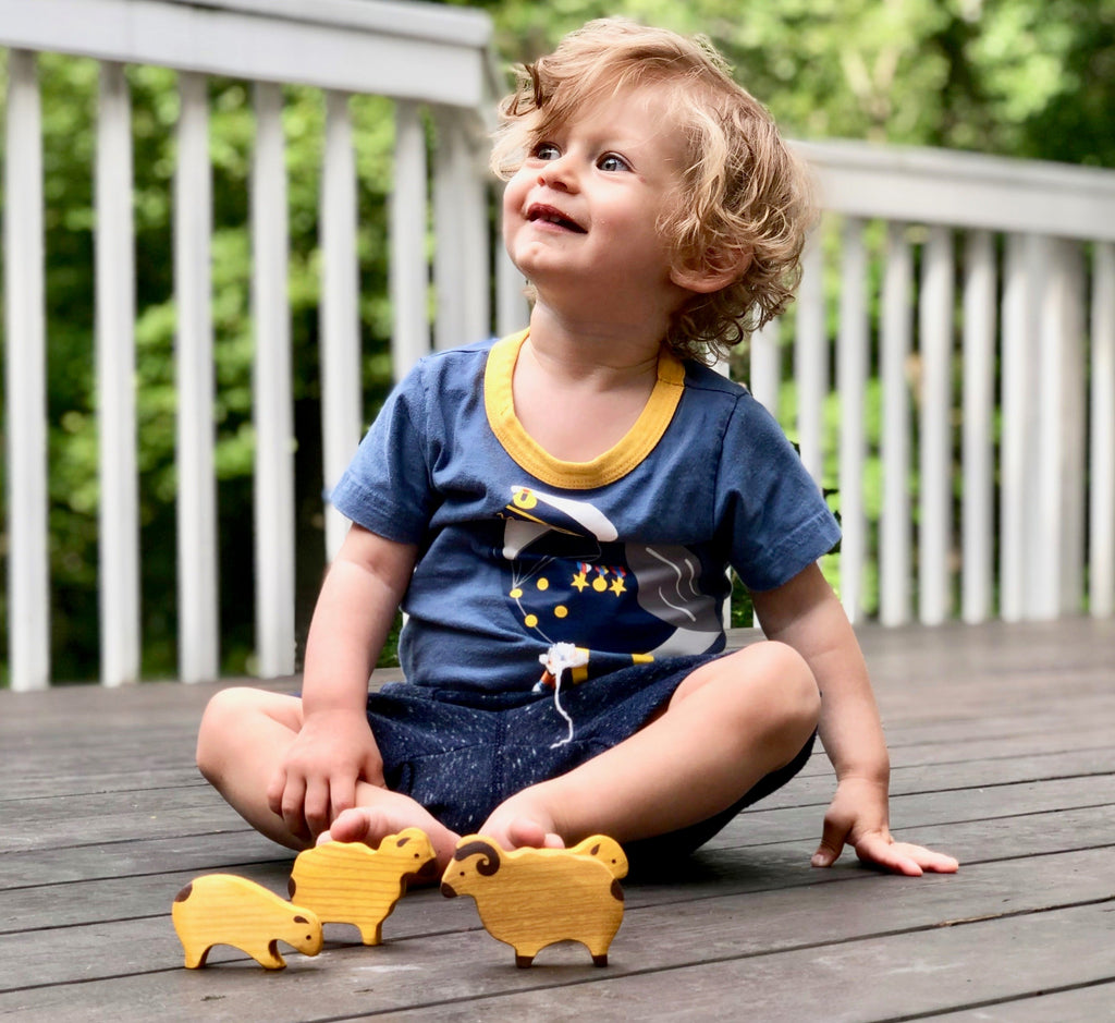 Waldorf Wooden Sheep Set - 4 Piece Farm Animal Toy