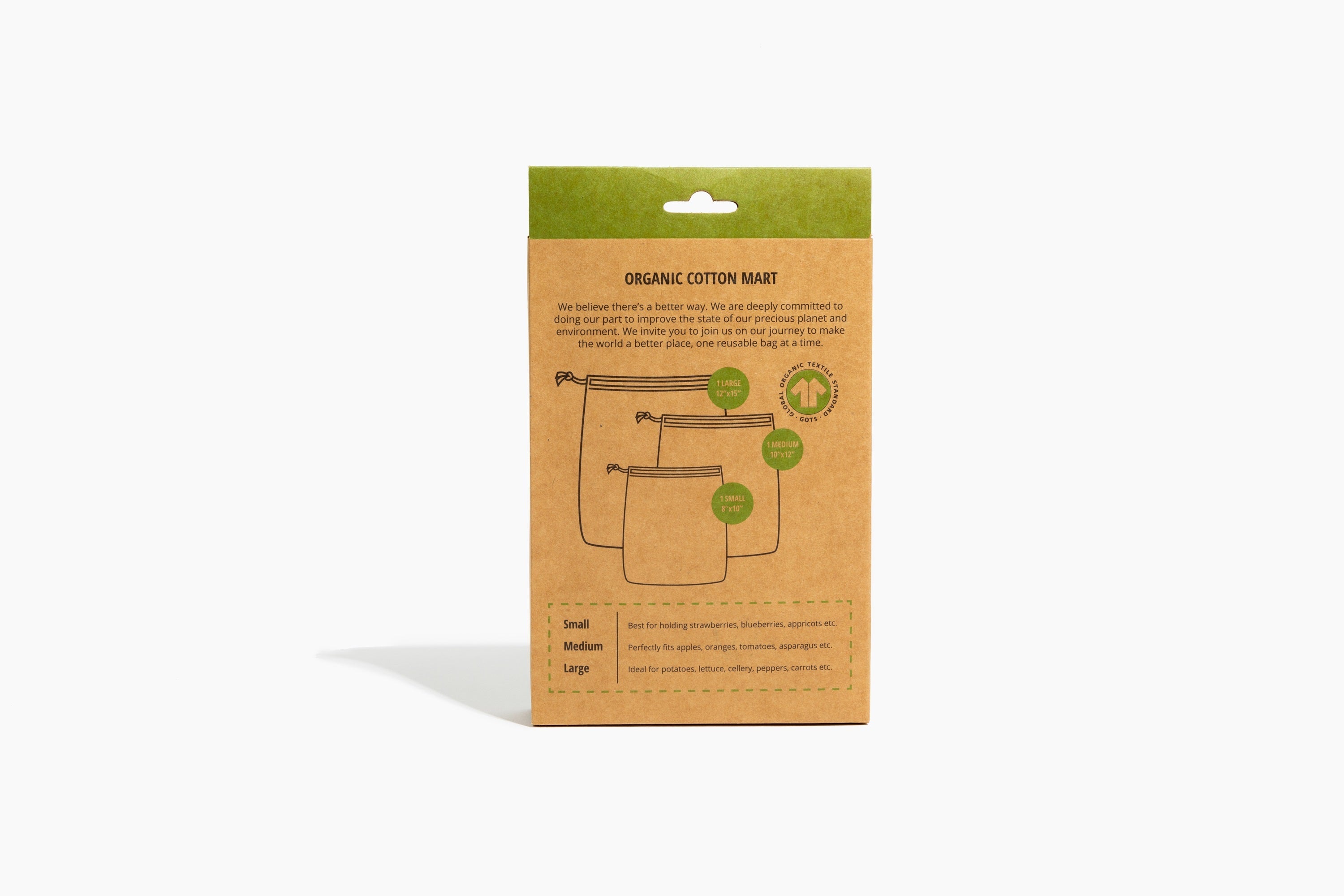 Reusable Produce Bags Gift Box - 3 Pack Cotton Mesh & Muslin