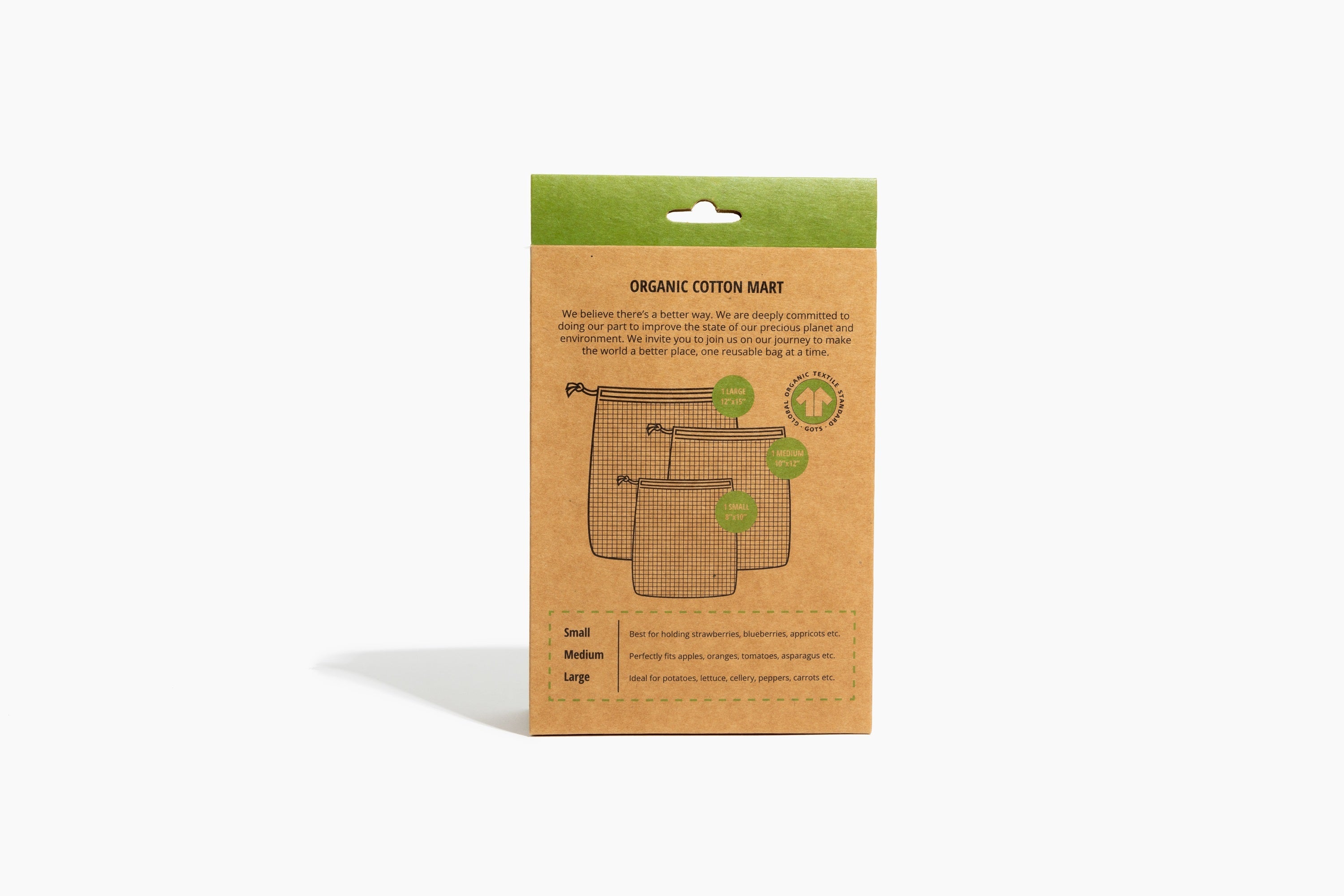 Reusable Produce Bags Gift Box - 3 Pack Cotton Mesh & Muslin