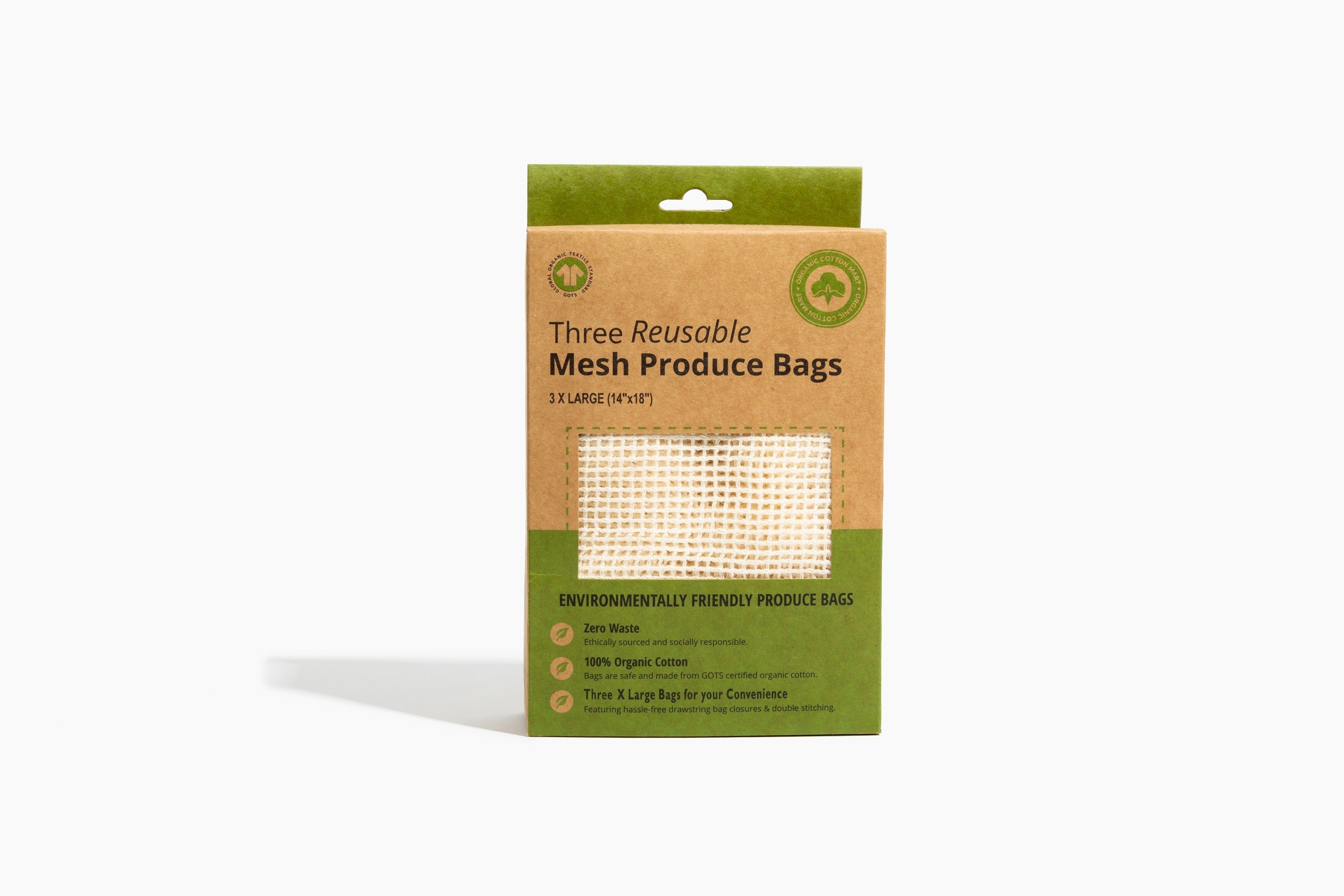 Reusable Produce Bags Gift Box - 3 Pack Cotton Mesh & Muslin
