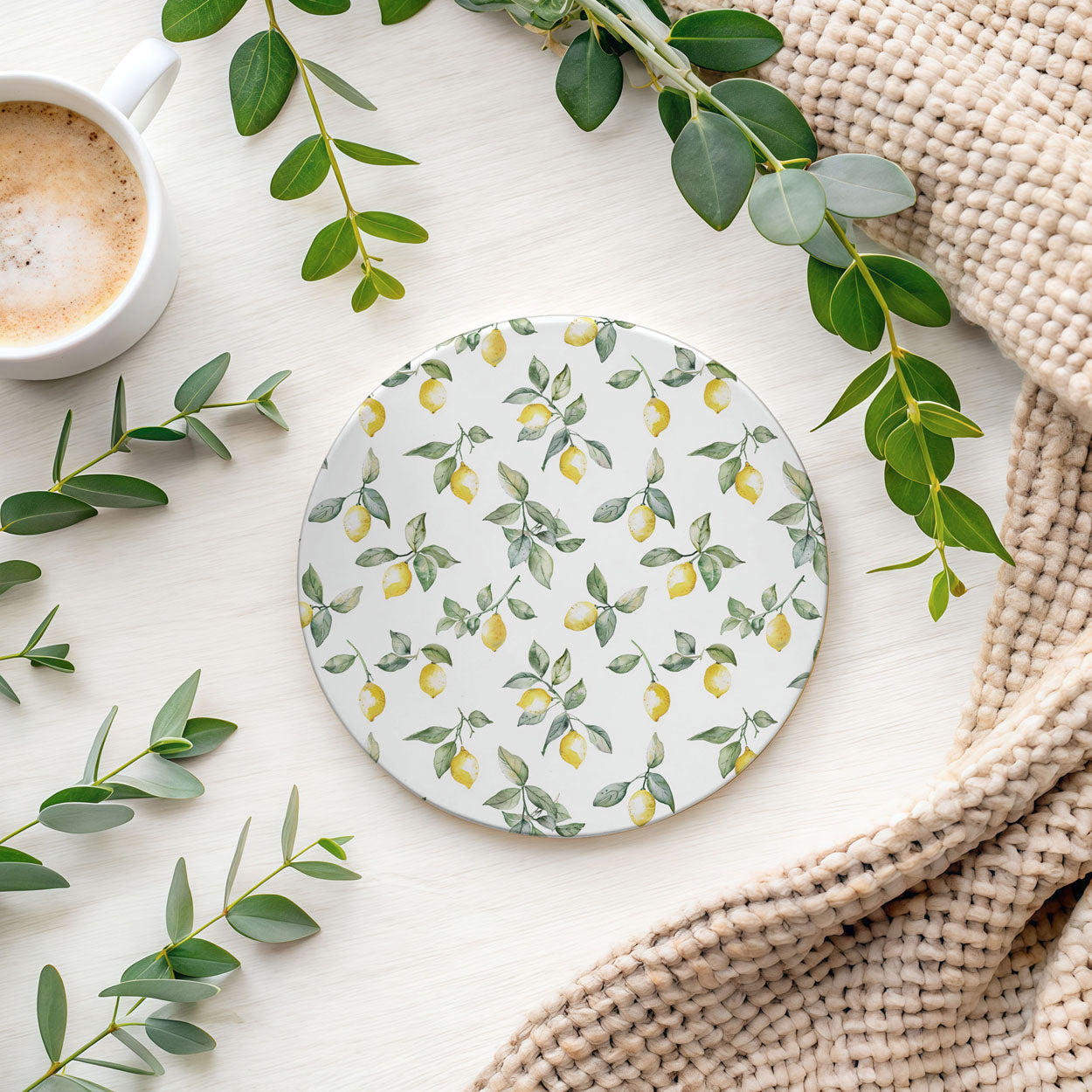 Mediterranean Lemon Ceramic Coaster