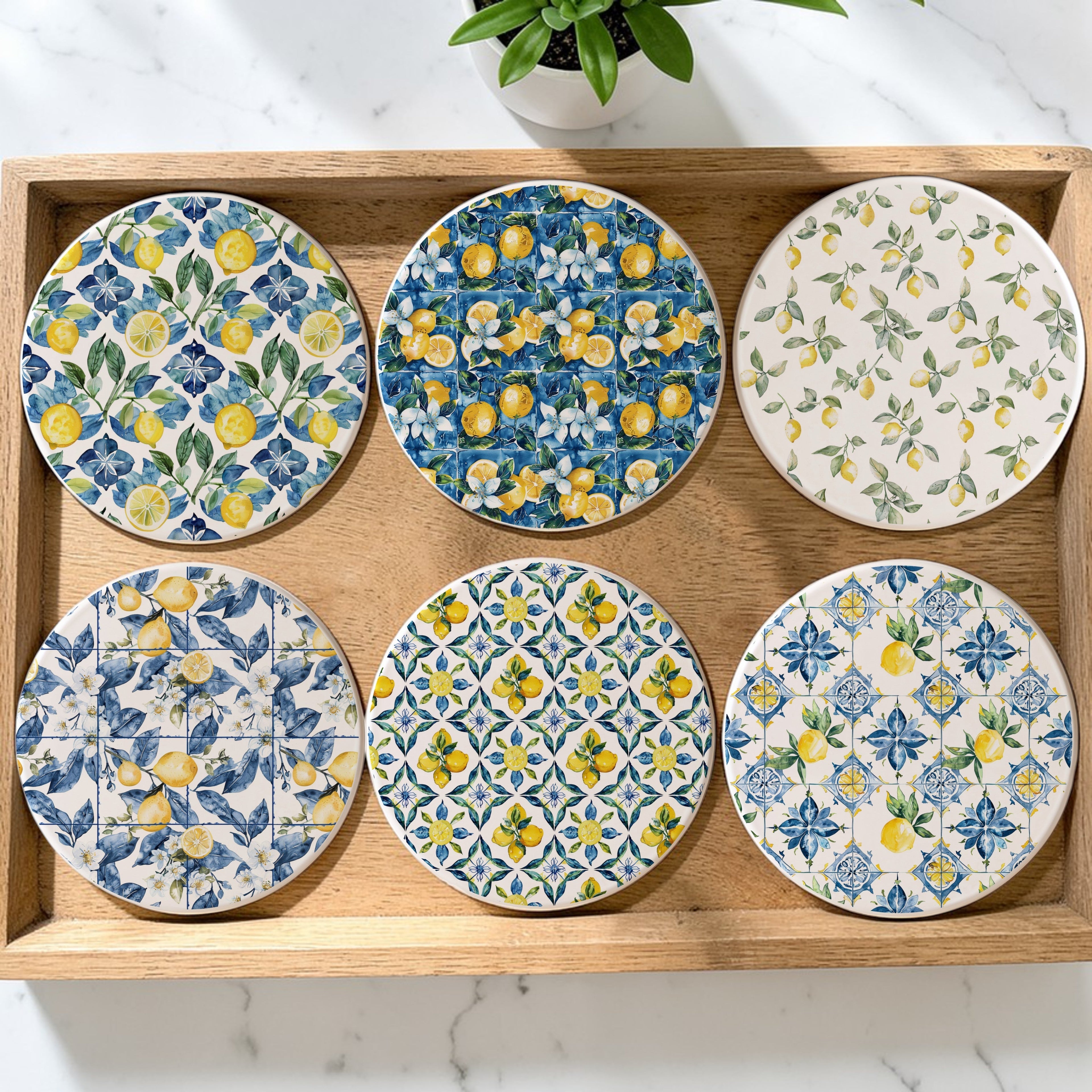 Mediterranean Lemon Ceramic Coaster