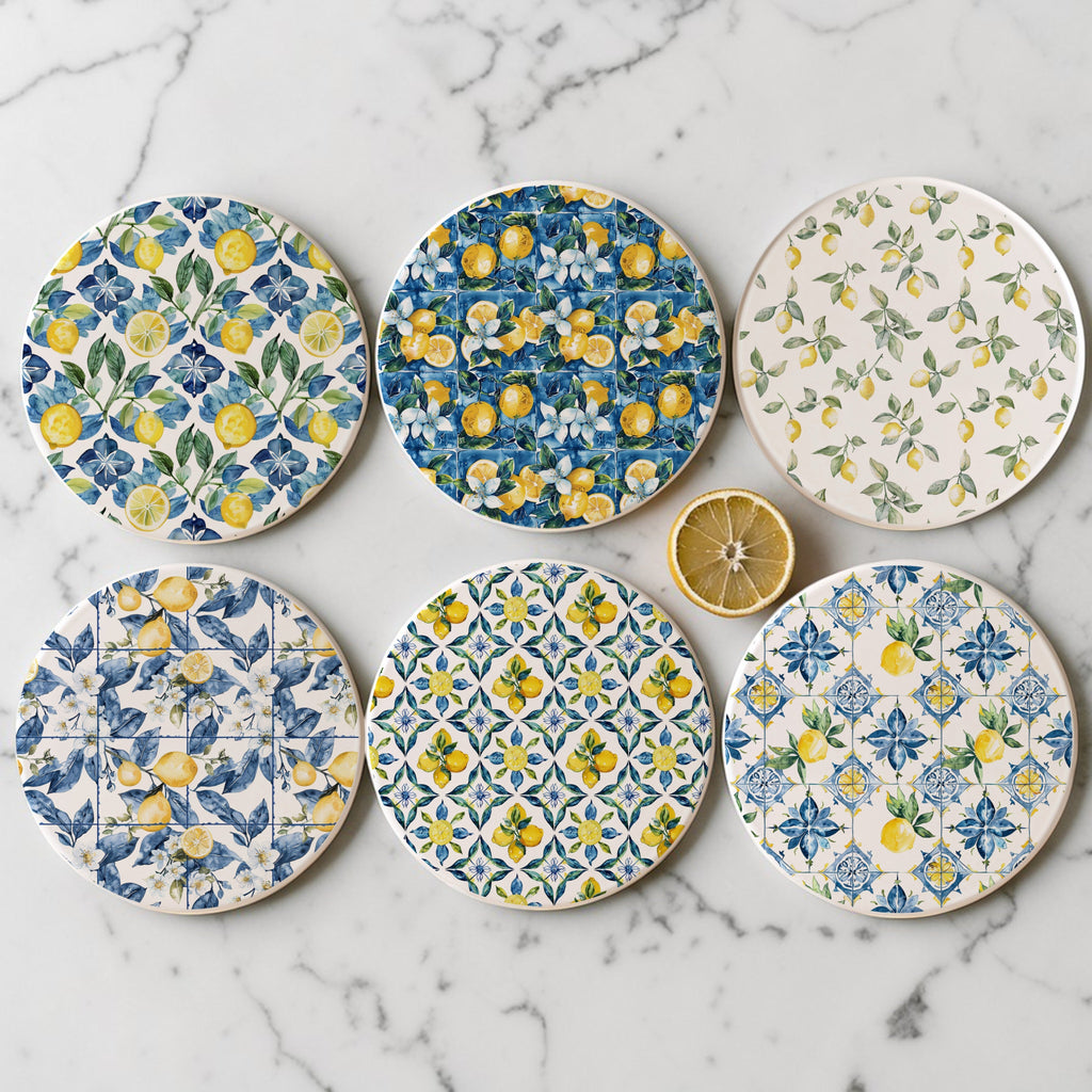 Mediterranean Lemon Ceramic Coaster