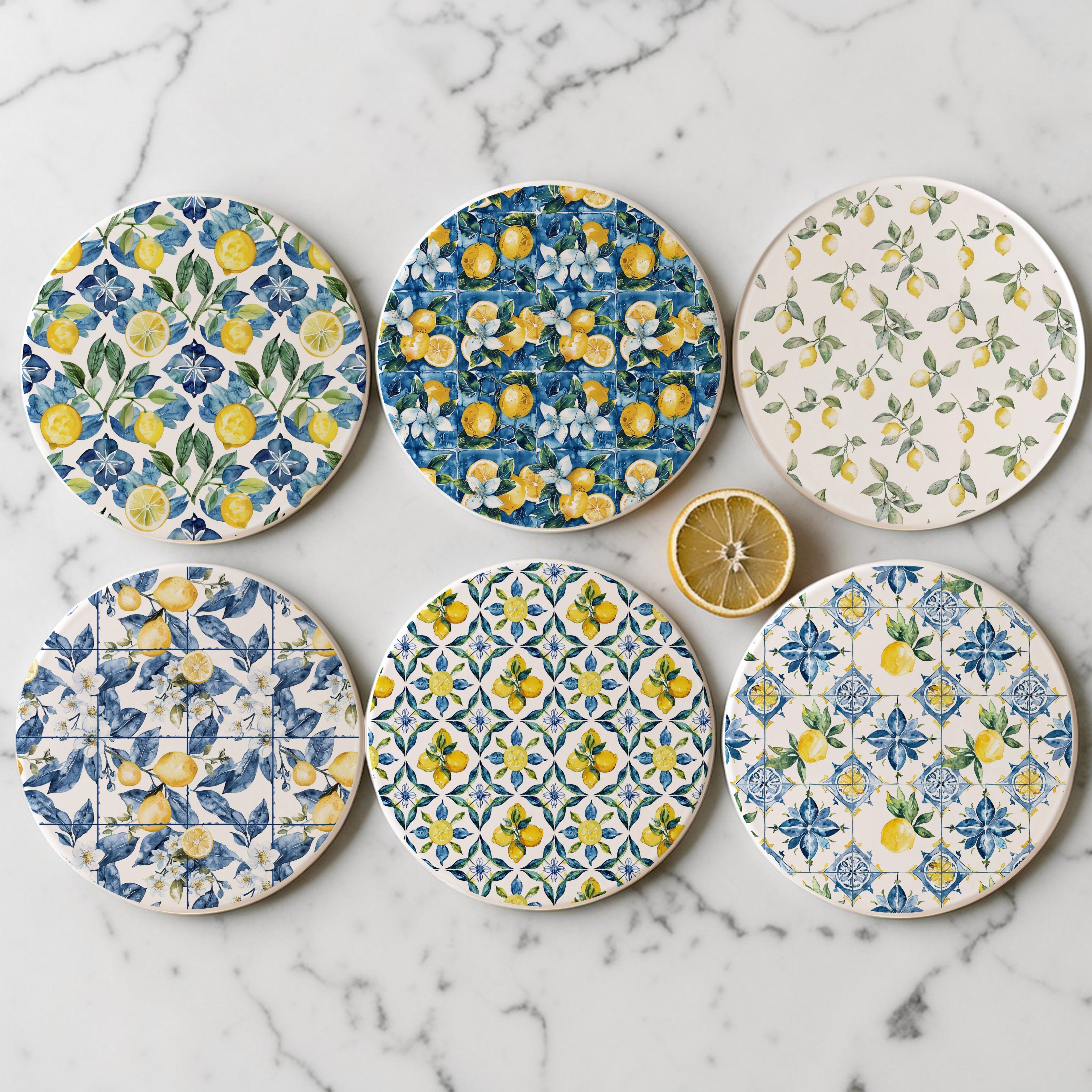 Mediterranean Lemon Ceramic Coaster