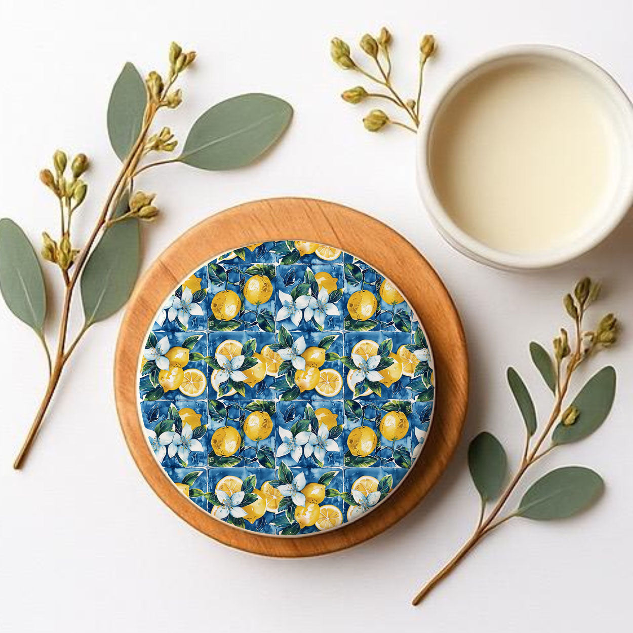 Mediterranean Lemon Ceramic Coaster
