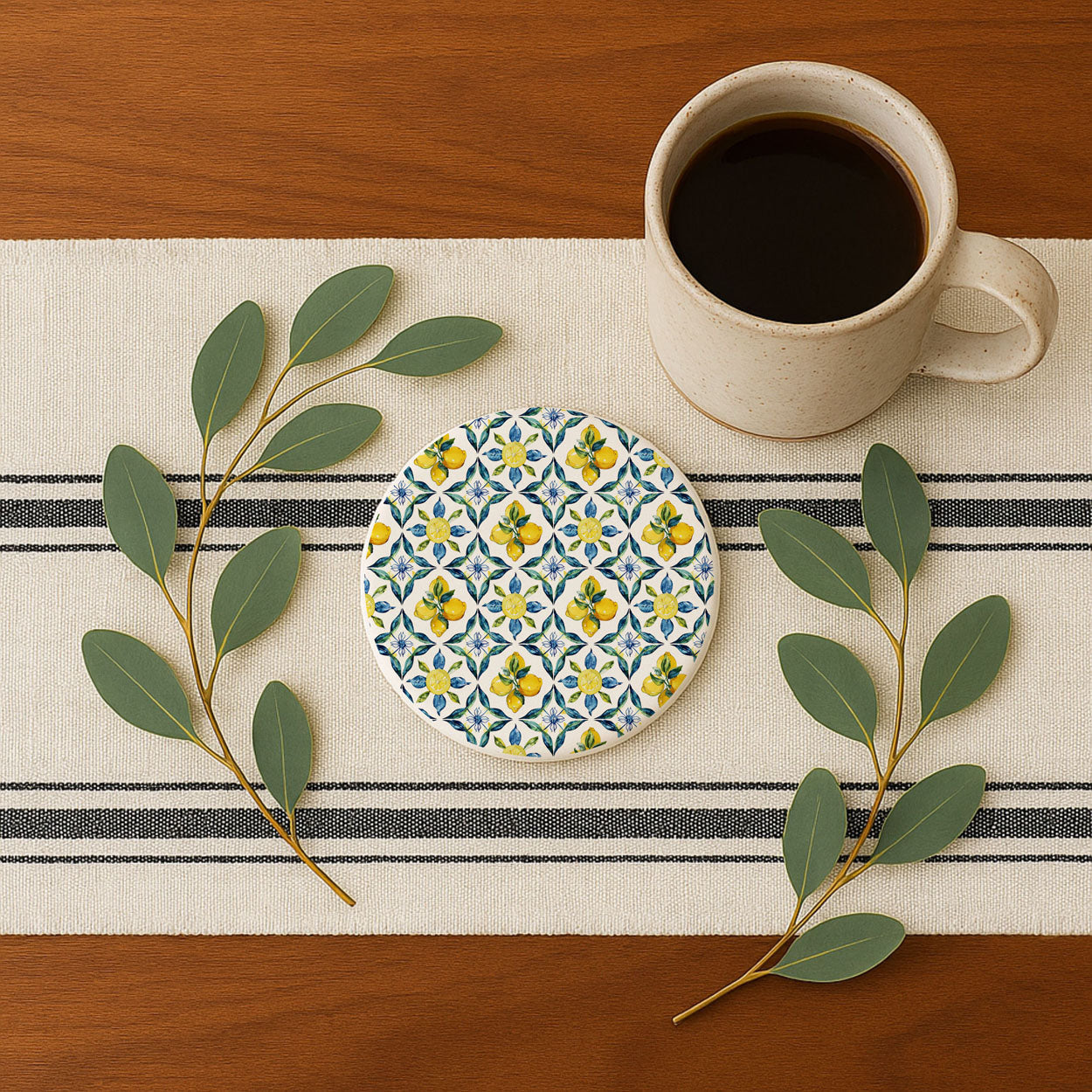 Mediterranean Lemon Ceramic Coaster